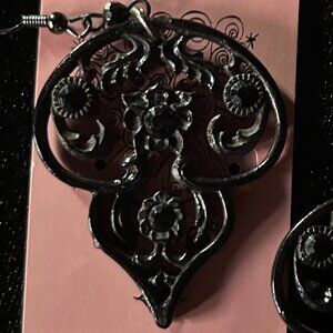 Black Tarina Tarantino dangle statement earrings with rhinestones